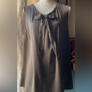 Cabi #3602 Cinch Top Bow Tie Neck Sleeveless Olive Green Satin XL